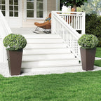 Giantex Square Taper Planter Set of 2, Self-Watering Flower Pots with/Removable Inner Bucket & Drainage Holes, Indoor Outdoor Decorative Plant Container for Porch Balcony (Brown,11.5"x11.5"x22.5")
