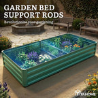 YITAHOME 6x3x1ft 2pcs Large Raised Garden Bed Kit, Galvanized Metal Planter Box with Gloves, Ground Nails, Support Rod, Outdoor Above Ground Planters for Plants Vegetables Flowers, Green
