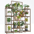 EnHomee Plant Stand Indoor Tall Plant Stand Outdoor Large Wood Plants Shelf with 16-18 Pots for Patio, Living Room, Garden, Balcony, 45" Wx62.1 Hx11.78 D