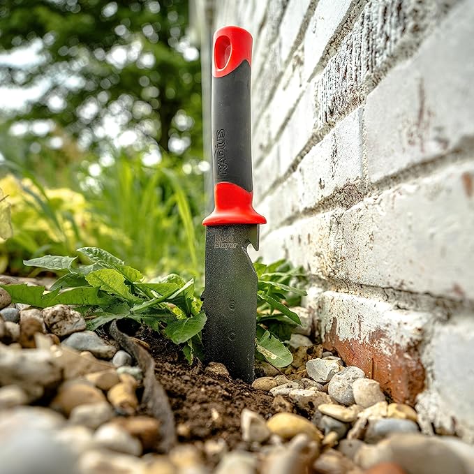 Root Slayer 16211 Garden Soil Knife with Serrated Blade for Digging, Weeding and Root Cutting, Steel Tool, Red