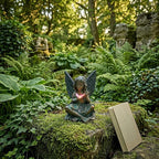 Oinas Solar Fairy Garden Statue Decor - Resin Fairy Figurines with Butterfly Light, 8.5 in Angel Fairy Outdoor Decor, Birthdays, Valentine's Day Garden Sculpture Gifts for Women