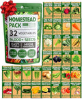 32 Heirloom Vegetable and Fruit Seeds for Planting - 16,000+ Seeds | Non-GMO Survival Seed Vault | High Germination | 32 Varieties of Vegetable Seeds for Your Home Survival Garden