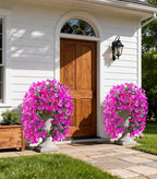 HyeFlora Bougainvillea Artificial Hanging Flowers Plants for Outdoors Decoration, 2pcs Purple Fake Flowers Silk Bougainvillea Vines Realistic UV Resistant Faux Flowers for Outdoor Planters Patio Urn