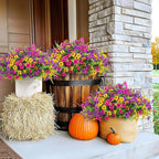 Alupssuc 48 Bundles Artificial Flowers for Outdoors Planters Spring Decoration, UV Resistant Faux Eucalyptus Violet and Lavender Silk Fake Plants for Outside Indoor Yard Home Patio Decor, Mix 3 Colors