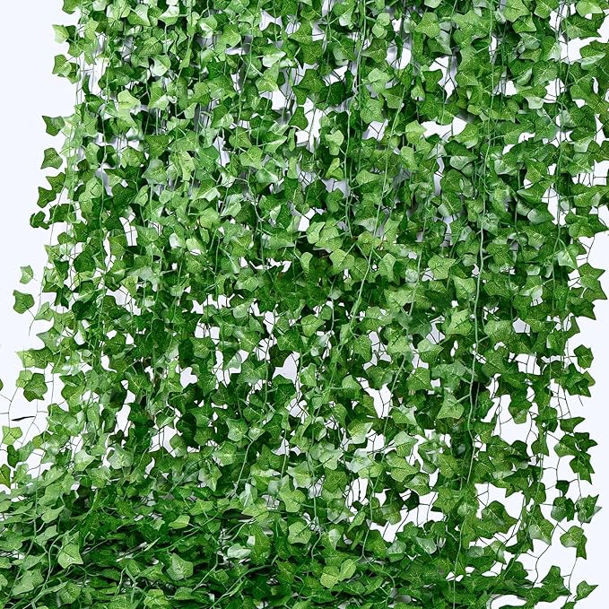 Fake Vines for Room Decor 50 Pack 375 Ft Artificial lvy Greenery Garland Vine Leaves, Leaf Plants Flowers Foliage for Bedroom,Garden Wall.Decor Indoor Outdoor