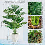 Toopify 28"" Fake Plants Large Artificial Monstera Faux Plants Indoor with White Pot for Home Office Living Room Decor, Green