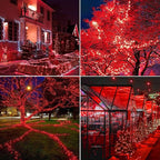 Joomer Solar Fairy Lights, 2-Pack Total 80FT 240LED Solar String Lights Outdoor Waterproof 8 Lighting Modes for Fence Party Garden Patio Yard Home Holiday Tree Outdoor Decoration (Red)