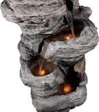 Teamson Home 39.37 in. Outdoor Faux Stacked Stone 4-Tier Water Fountain with LED Lights and Pump, Gray
