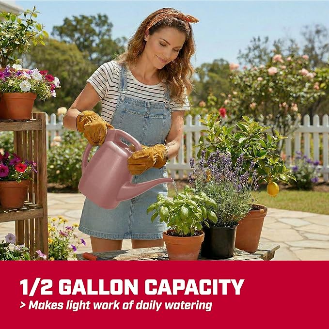 Chapin 48008 Watering Can, Garden, Indoor and Outdoor Plants, Recycled Plastic, Made in USA, 0.5 Gallon, Rose