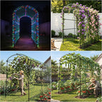 unho 87inch Metal Garden Trellis Arch for Climbing Plants - Polyethylene-Coated Anti-Rust, Heavy Duty, Wide Walk-Through Outdoor Arch with Net, for Cucumber Tomato Squash Zucchini Peas Grape Flowers