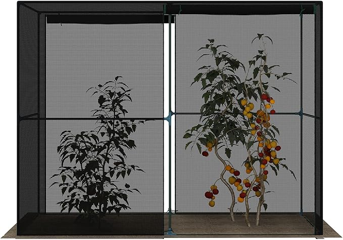 Outsunny 8' x 4' x 6' Crop Cage, Plant Protection Tent with Zippered Doors for Vegetable Garden, Backyard, Black