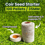 Gro-Med Organic Coco Coir Seed Starter Pellets NPK Enriched 100 Pcs, 35mm Perfect to Grow Herbs, Vegetables, Flowers Seedling, Compressed Coconut Coir Soil Plugs for Seed Germination - OMRI