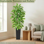 Artificial Dracaena Tree：7FT Faux Silk Tropical Yucca Floor Trees Realistic Fake Green Plant with Natural Wood Trunk & Lifelike Leaves for Home Office Decor Indoor & Outdoor (7FT,1-Pack,Black)