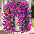 Artificial Fake Hanging Flowers Plants for Outdoor Outside Spring Summer Decoration 4PCS Faux Silk UV Resistant Realistic Morning Glory Trailing Vines for Home Porch Patio Balcony(Purple & Magenta)