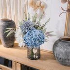 LUEUR Fake Flowers with Vase, Hydrangea Artificial Flowers in Vase Faux Flowers Arrangement Suitable for Home Kitchen Living Room Fall Spring Decor Office Decoration, Centerpiece Table Decorations