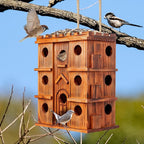 MIXUMON Wooden Bird Houses for Outside – 14 Rooms Large Bird House, Carbonized Pine Rustic Finish, 1.57" Entrance Holes, Cleaning Doors, Outdoor Birdhouse Nesting Box (Rustic, 14 Rooms)
