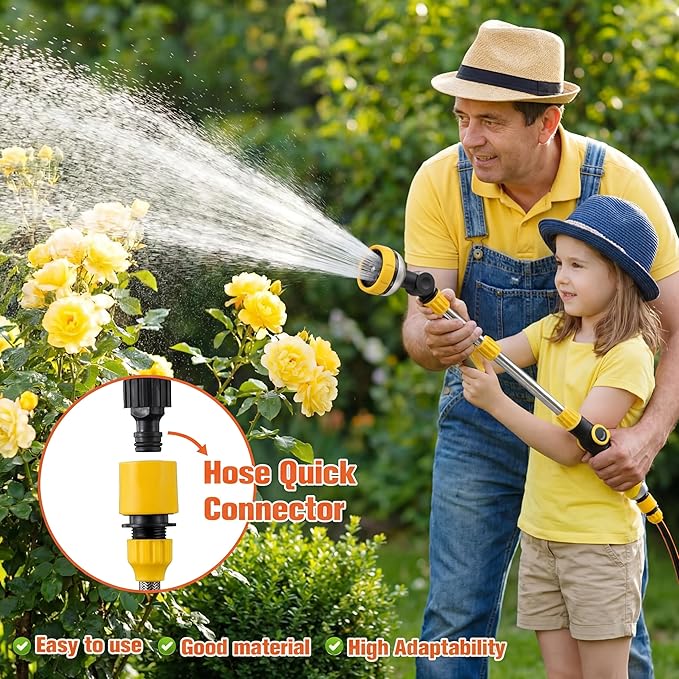 Bokon 2 Pack Garden Hose Watering Wand 18.5'' with 180° Rotating Head, 8 Adjustable Spray Patterns, Ergonomic Non-Slip Handle & Quick Connect - Watering Hanging Plants, Lawn, Garden & Car Washing