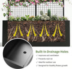 Privacy Planters for Patio – Metal Raised Garden Bed with Trellis and Privacy Screen, 71" x 35" x 16" Planter Box with Drainage Holes for Climbing Plants, Vegetables, and Vines, Outdoor Backyard Black