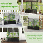MOTION 2 Pcs Outdoor Raised Garden Bed with Trellis - Free Standing Planter for Hanging Flower Baskets Lattice Planter Boxes, Black