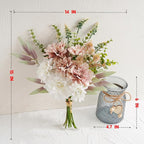 LUEUR Artificial Dahlia Flowers with Vase – Dusty Pink Faux Flower Arrangement, Elegant Floral Centerpiece Table Decorations for Coffee Table, Dining Room, Bedroom, Living Room & Farmhouse Home Decor