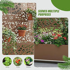 Casaphoria Metal Raised Garden Bed with Trellis and Wheels, 72"x47"x16" Arched Planter Box for Climbing Plants, Vegetables & Vines, Features Drainage Holes and Privacy Screen, Brown-Net