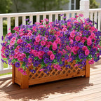 Ivydale 24 Bundles Artificial Flowers for Outdoors Spring Summer Porch Decor, Faux Petunias Plants Outdoor Fake Realistic UV Resistant Silk Flowers for Outside Planters Patio Window Garden Yard Home