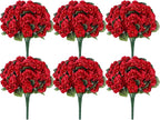 Der Rose 12 Pack Red Artificial Geraniums Flowers for Outdoors UV Resistant Faux Flowers for Outdoor Planters Window Boxes Patio Cemetery Porch Decor