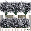 Artificial Plants Spring Black Artificial Outdoor Flowers UV Flowers Outdoor Artificial Greenery for flower arrangements Indoor Outside Hanging Plants Garden Porch Window Home Farmhouse Décor(B+W)
