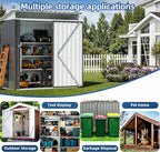 JY QAQA 6x4 FT Metal Outdoor Garden Storage Shed, Waterproof Metal Garden Sheds with Window and Lockable Double Door, Weather Resistant Steel Tool Storage House Shed for Garden,Patio,Lawn