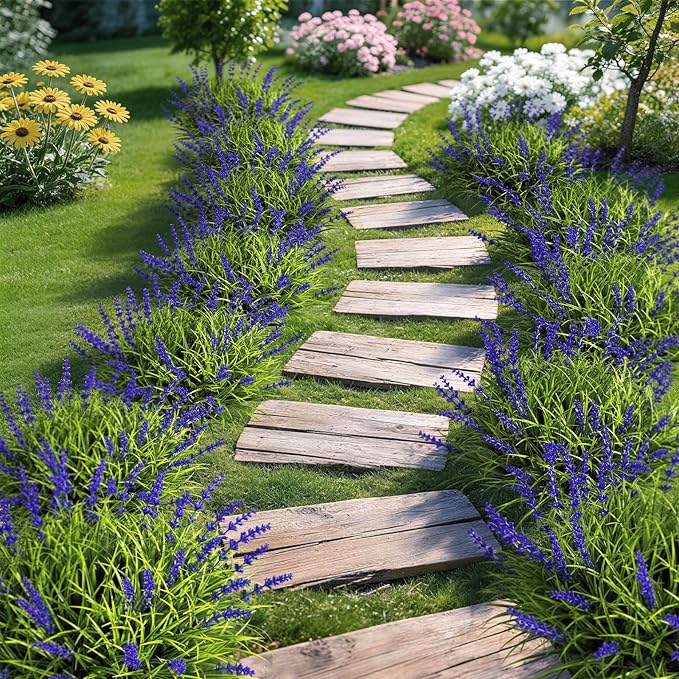 Gipsot 14 Bundles UV Resistant No-Fade Outdoor Artificial Plants & Flowers, Adjustable Height Fake Lavender Flowers Indoor & Outdoor Decor for Garden Patio Pathway Hanging Planter Front Porch