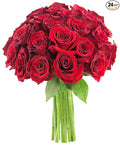 KaBloom - Bouquet of Long Stemmed Red Roses (Two Dozen) - Without Vase - Fresh Flowers for Birthday, Valentine's & Mother's Day