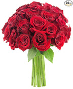 KaBloom - Bouquet of Long Stemmed Red Roses (Two Dozen) - Without Vase - Fresh Flowers for Birthday, Valentine's & Mother's Day