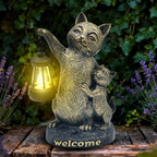 Cat Garden Statue Outdoor Decor - Solar Cat Garden Statue,Cats Figurine Ornaments,Waterproof Outdoor Sculptures for Yard Lawn Backyard Patio Balcony Home Decorations,Unique Cats Gifts for Women