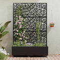 Casaphoria Metal Raised Garden Bed with Trellis and Wheels, 72"x47"x16" Planter Box for Climbing Plants, Vegetables & Vines, Features Drainage Holes and Privacy Screen (Black-Net)