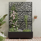 Casaphoria Metal Raised Garden Bed with Trellis and Wheels, 72"x47"x16" Planter Box for Climbing Plants, Vegetables & Vines, Features Drainage Holes and Privacy Screen (Black-Net)