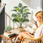 Der Rose 44" Fake Plants Artificial Palm Tree with Hand Woven Basket for Home Office Living Room Balcony Indoor Easy Assembly