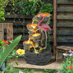 Grepatio Outdoor Water Fountain, 5 Tier Garden Waterfalls with 5 LED Lights, Modern Indoor/Outdoor Floor Standing Water Fountain with Pump for Garden, Patio, House Decor