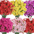 Alupssuc 20 Bundles Artificial Flowers for Outdoor Indoor Decoration, UV Resistant No Fade Fake Plants Eucalyptus, Colorful Faux Spring Flowers for Outside Yard Porch Patio Garden Home Window Box