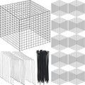 Zubebe 10 Pack Small Wire Plant Protectors Square Plant Protectors from Animals Mesh Cage Chicken Wire Cloche for Shrubs with Ground Stakes and Nylon Ties(Thickness 2mm,Dark Green)