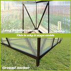 6x6 FT Greenhouse for Outdoors, Polycarbonate Greenhouse with Quick Setup Structure and Roof Vent, Aluminum Large Walk-in Green House for Outside Garden Backyard, Charcoal Black