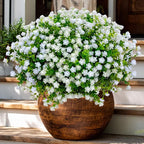 Artificial Flowers for Outdoors Fake Plants - 12 Bundles Faux Outside Greenery Boxwood No Fade Plastic Shrubs Fall Decor Farmhouse Home Garden (White)
