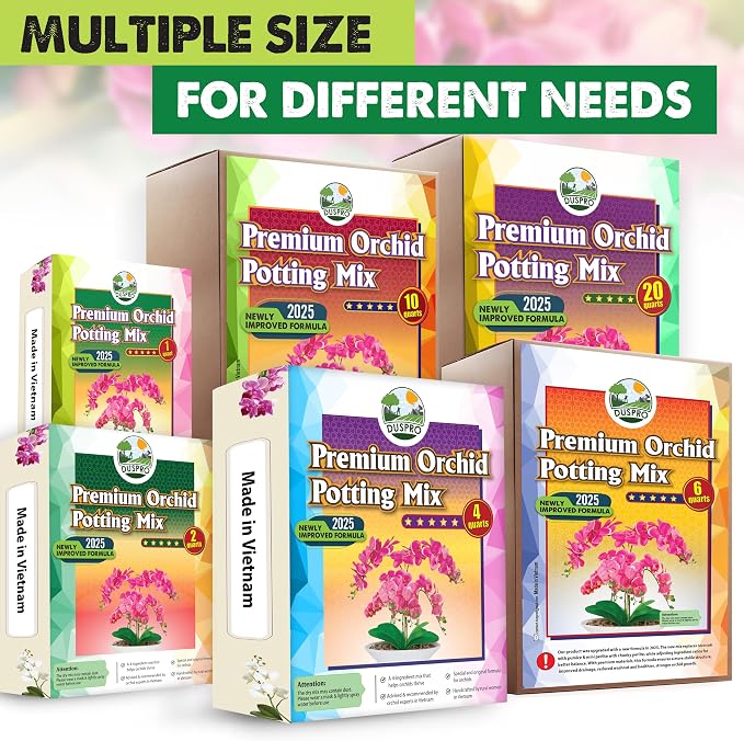 [Upgraded] DUSPRO Orchid Potting Mix for Repotting with Forest Moss, Pine Bark, Perlite & Pumice Natural Ingredients, Orchid Bark Potting Mix, Orchid Repotting Kit Drainage Indoor Potting Medium 6QT