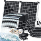 POPOSOAP 70W Solar Pond Waterfall Spillway with Fountain Pump, 304 Stainless Steel & Filtration System Pond Waterfall, 9.8FT Tubing for Koi Ponds, Garden Fountains & Landscape Water Features-P5703S