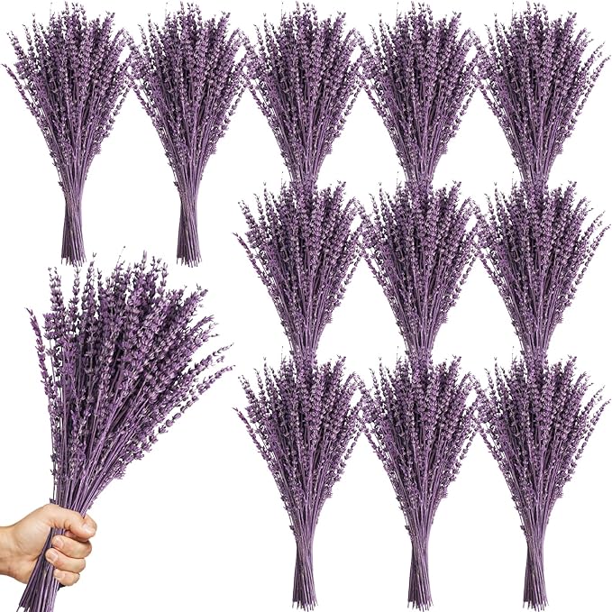 Uieke 12Pack Dried Lavender Flowers Bundles, 16" Dried Purple Preserved Lavender Stems Bouquet for Shower Weeding Home Fragrance Vase Crafts Decor, 600g(21.06oz)
