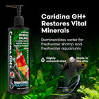 Brightwell Aquatics Caridina GH+ Mineral Supplement Restores Calcium Magnesium Potassium Sodium in Soft RO/DI Water for Shrimp Breeding and Plant Health, 250 ml