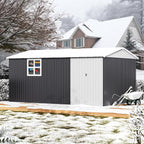 Polar Aurora 10X14 FT Metal Outdoor Storage Shed with Window, Heavy-Duty Galvanized Steel Garden Shed with Lockable Doors and 4 Vents, Large Weatherproof Tool Shed for Backyard Patio Outside, Black