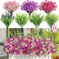 Alupssuc 24 Bundles Artificial Flowers for Outdoors Spring Decoration, UV Resistant Eucalyptus Violet and Lavender Silk Fake Plants for Outside Indoor Yard Home Patio Decor, Rose Purple Pink