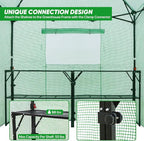 EAGLE PEAK 7x7 Portable Walk in Greenhouse, Pop Up Indoor Outdoor Greenhouse, Green House Kit with Zippered Roll-Up Doors and Windows + Mesh Lining & 2 Foldable Shelves, PE Cover, Clear/Green