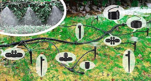 Leak-Proof Drip Irrigation Kit,Quick Connect Irrigation System, Lock Barbed Garden Watering System with 1/4 inch 1/2 inch Irrigation Tubing Hose for Garden,Raised Garden Bed, Lawn