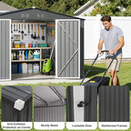 10 x 12FT Sheds & Outdoor Storage, Dark Grey Metal Waterproof Storage Shed with Door and Lock Outdoor Shed,All-Weather Shelter for Bike, Gardening Tools, Lawn Mowers
